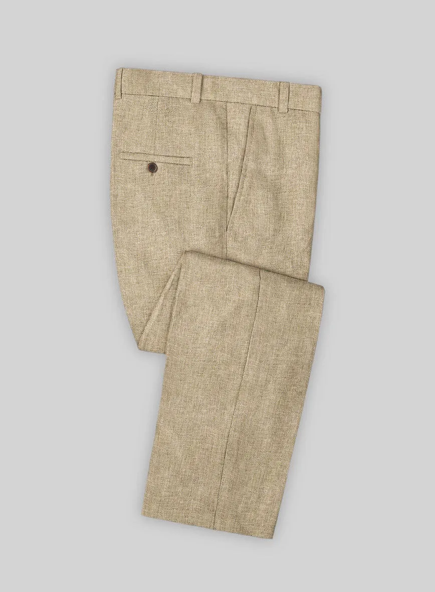 Solbiati Herringbone Beige Linen Pants