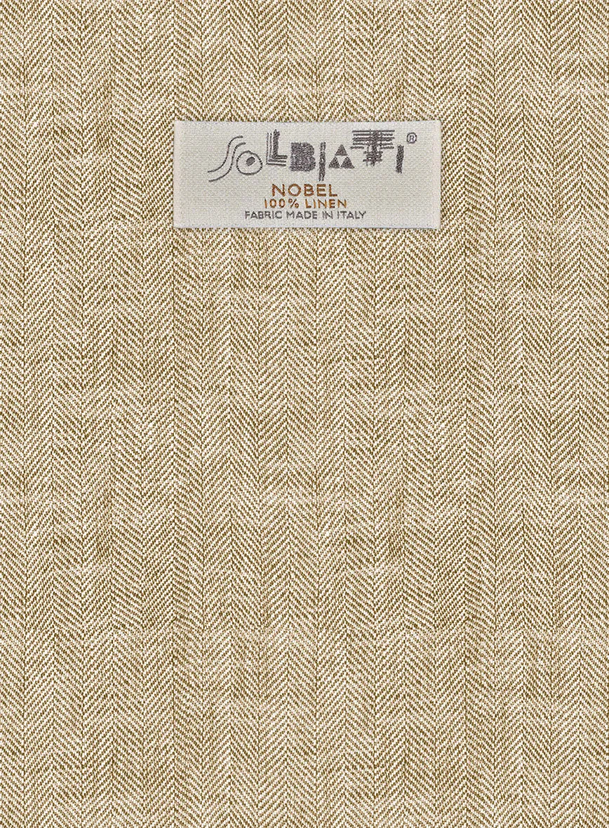 Solbiati Herringbone Beige Linen Pants