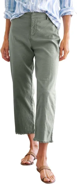 Women's Pants Petite Button Loose Summer Womens Capris Cargo Linen Cotton Capri Pants for Women Stretch Short